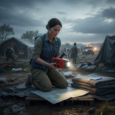 Radiotelefon ratunkowy ReadyWave | z korbką i panelem słonecznym