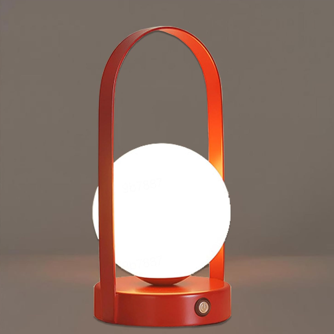 Lampe de table LED moderne rouge avec design circulaire, éclairage d'ambiance, idéale pour décoration intérieure et éclairage d'appoint.