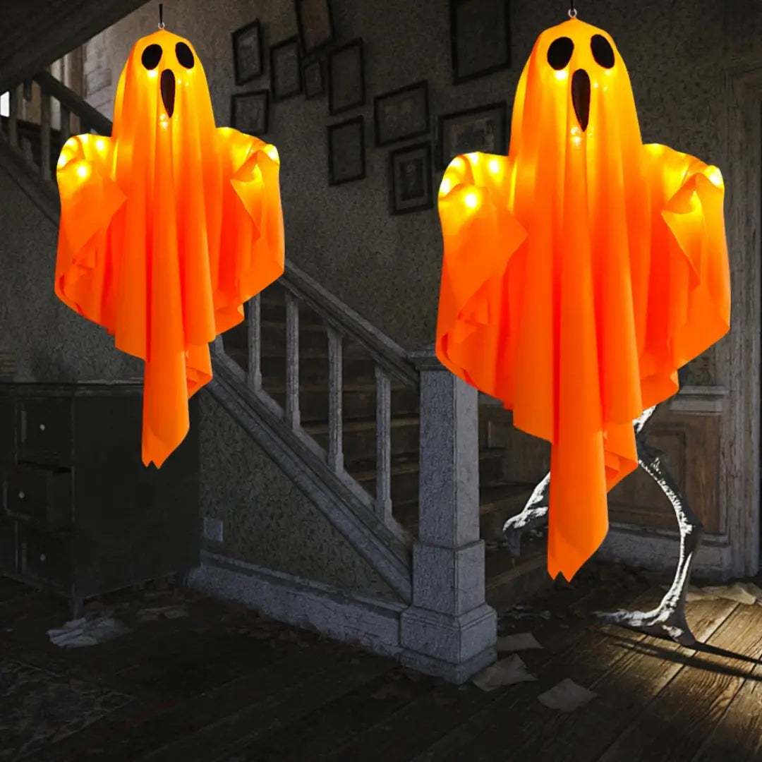 Halloween Fantôme Blanc Lumineux - Décoration suspendue à LED avec lumières féeriques