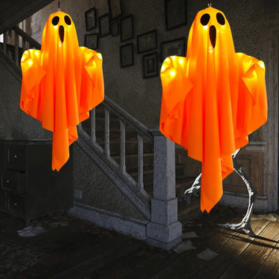 Halloween Fantôme Blanc Lumineux - Décoration suspendue à LED avec lumières féeriques
