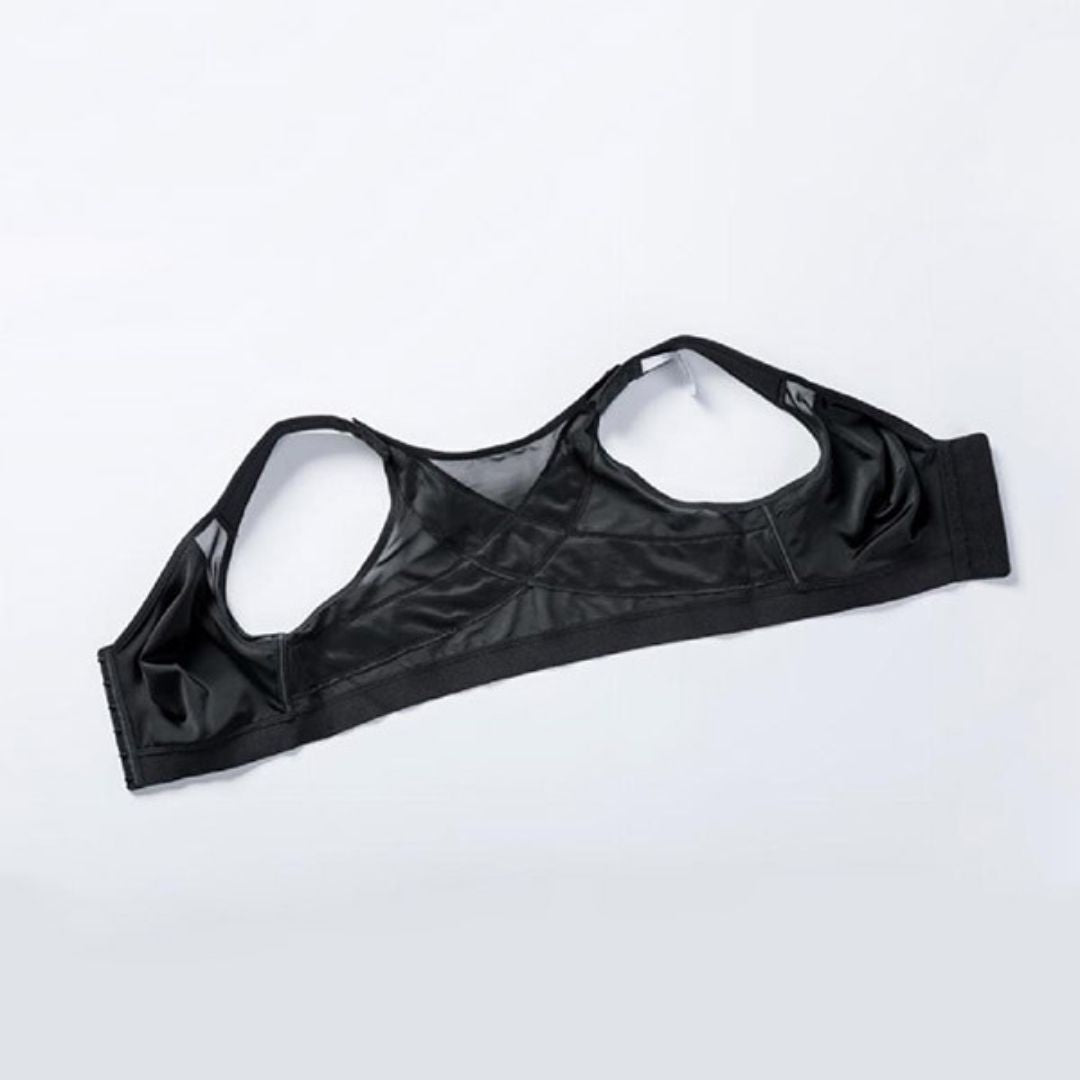 Soutien-gorge noir sans armatures, design minimaliste, tissu lisse et respirant, idéal pour confort quotidien et maintien léger.