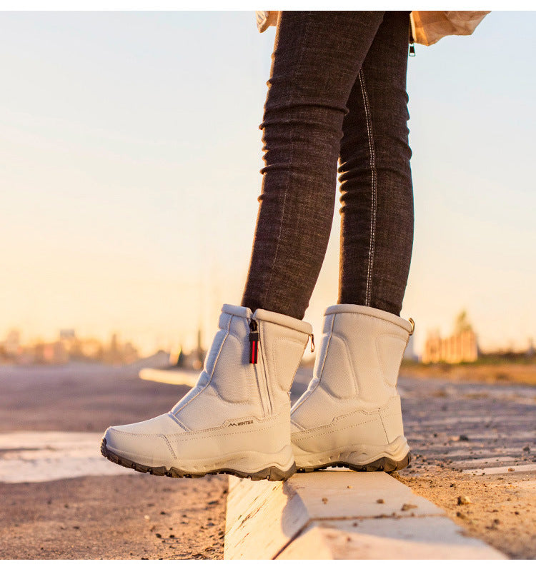 Bottes d'hiver pour femmes avec fermeture éclair latérale - Bottes de neige imperméables, antidérapantes et durables avec doublure chaude