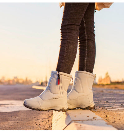Bottes d'hiver pour femmes avec fermeture éclair latérale - Bottes de neige imperméables, antidérapantes et durables avec doublure chaude