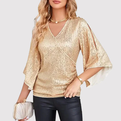 Top cache-cœur en lurex avec manches fendues - Festif et chic