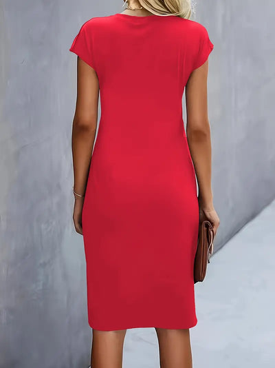 Elizabeth - robe de couleur unie avec col ras du cou