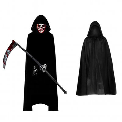 Grimora Set | Accessoires pour cape d'Halloween, masques de squelette et faucille