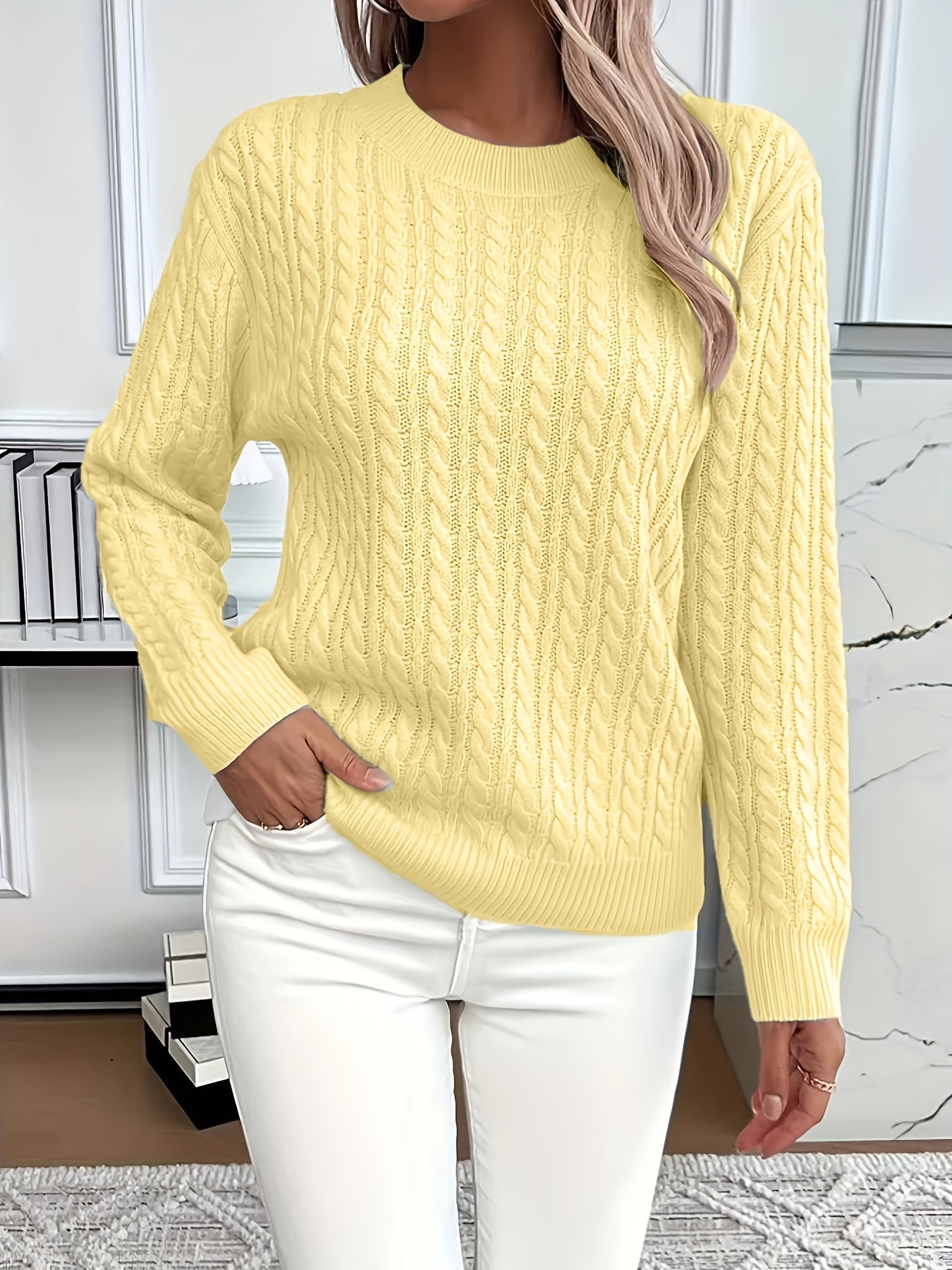 Maglione a trecce da donna: pullover morbido ed elegante per la primavera e l'autunno