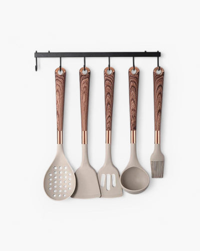 Set d'ustensiles de cuisine - Cuivra - Outils de cuisine antiadhésifs - Poignée en bois