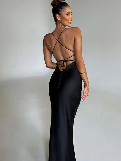 Robe élégante en satin avec bretelles spaghetti | Satin | Sensuel et glamour