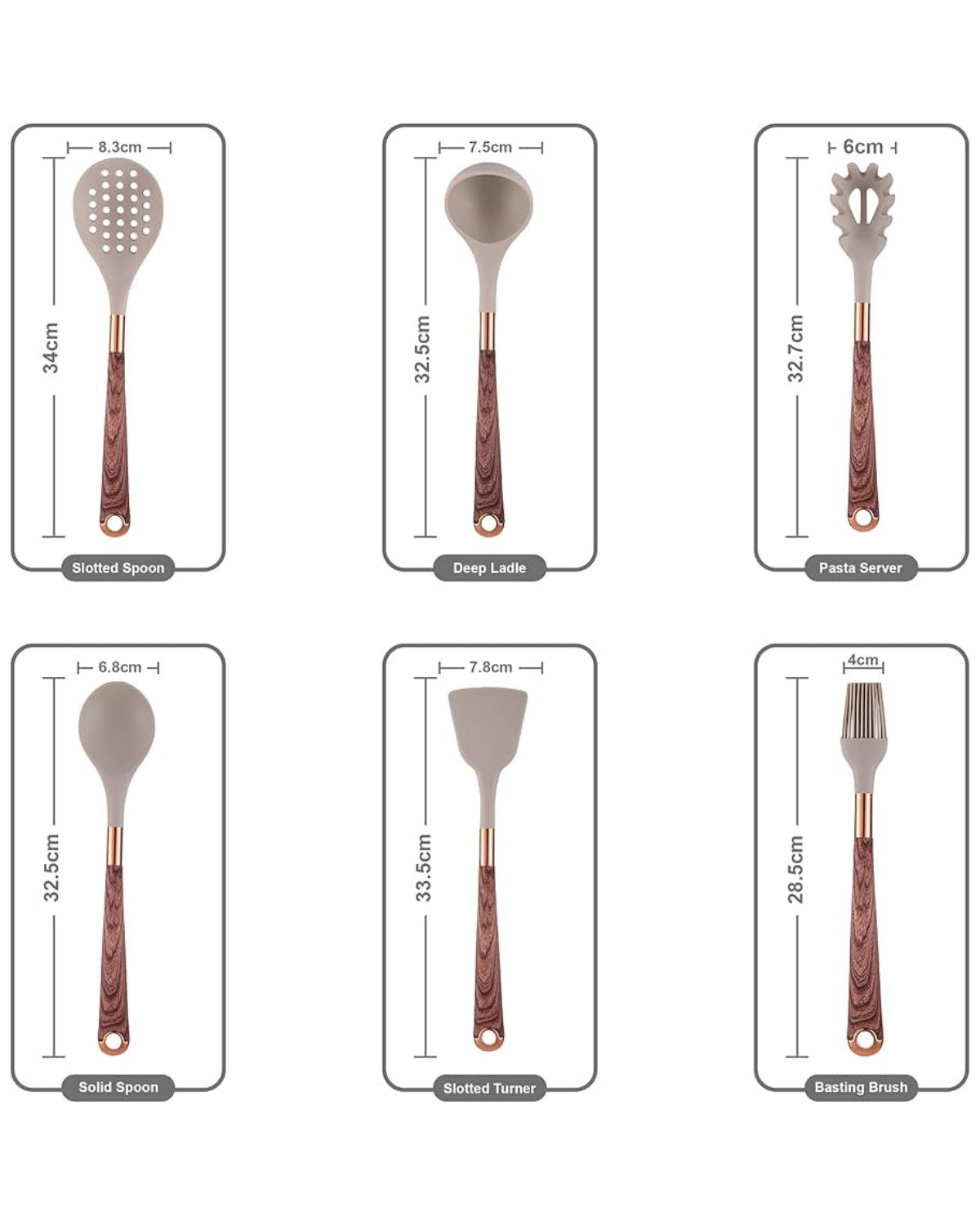 Set d'ustensiles de cuisine - Cuivra - Outils de cuisine antiadhésifs - Poignée en bois