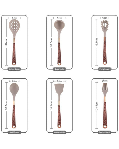 Set d'ustensiles de cuisine - Cuivra - Outils de cuisine antiadhésifs - Poignée en bois
