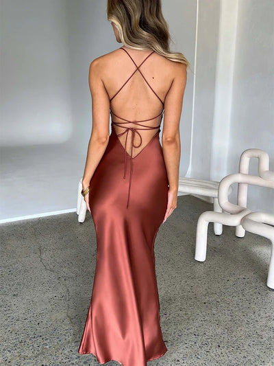 Robe élégante en satin avec bretelles spaghetti | Satin | Sensuel et glamour