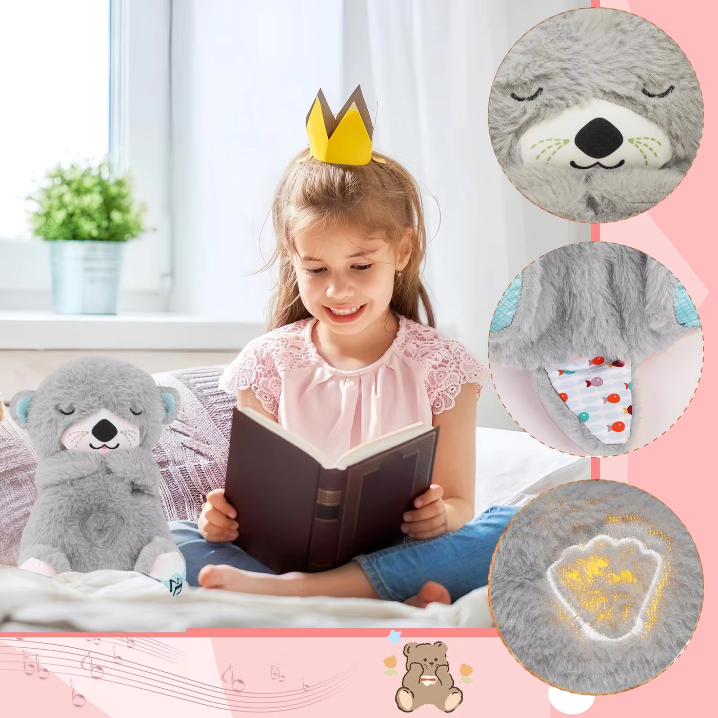 Jouet en peluche avec musique apaisante et mouvements respiratoires
