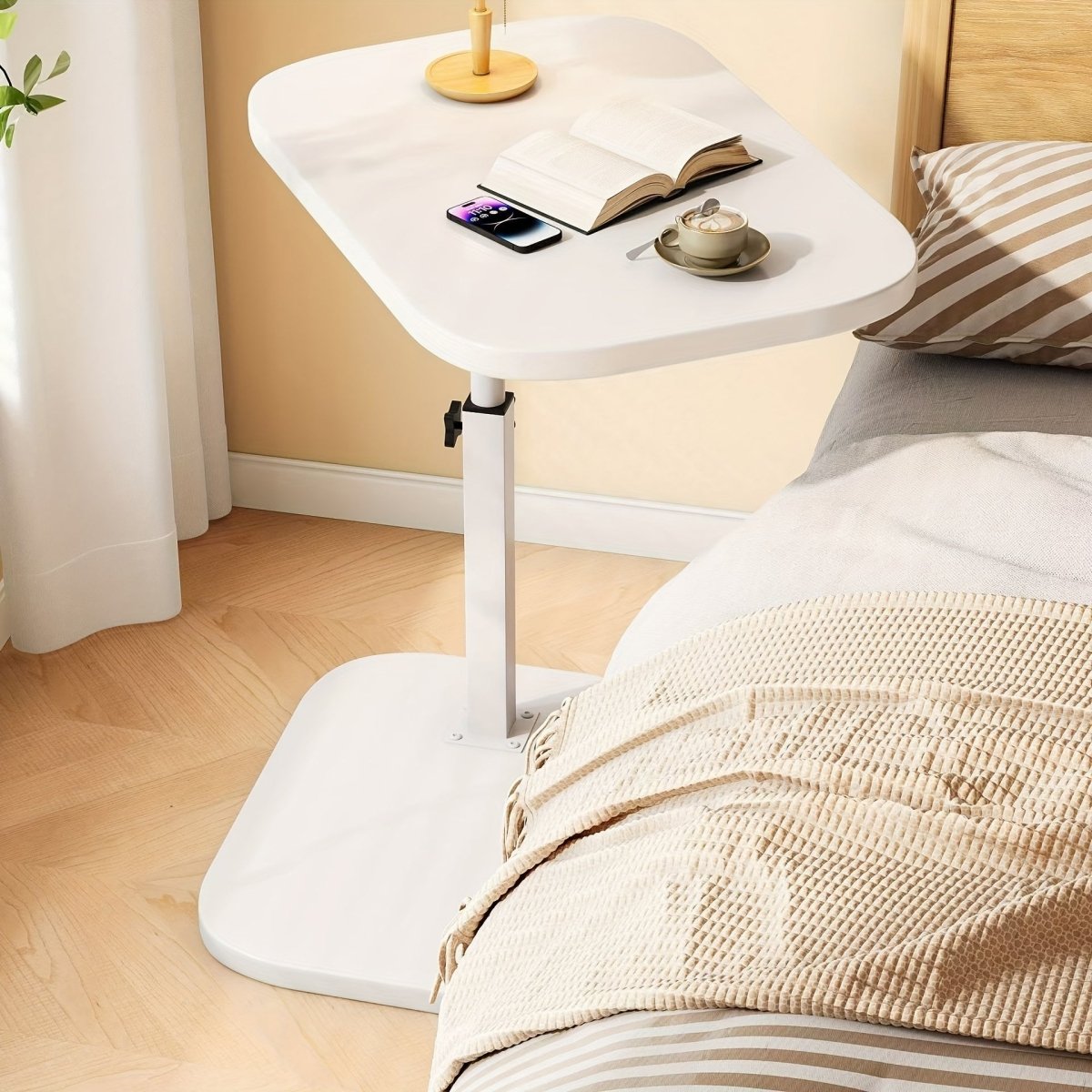 ADJUSTA - Table d'appoint réglable avec plateau en bois et structure en métal
