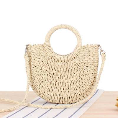 Alyssa | Sac de paille tressée demi-ronde pour dames
