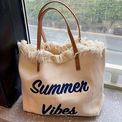 Amara | Sac d'été avec pompons et lettres brodées
