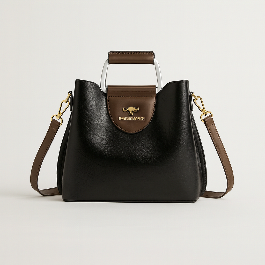 Black Leather Letter Bag