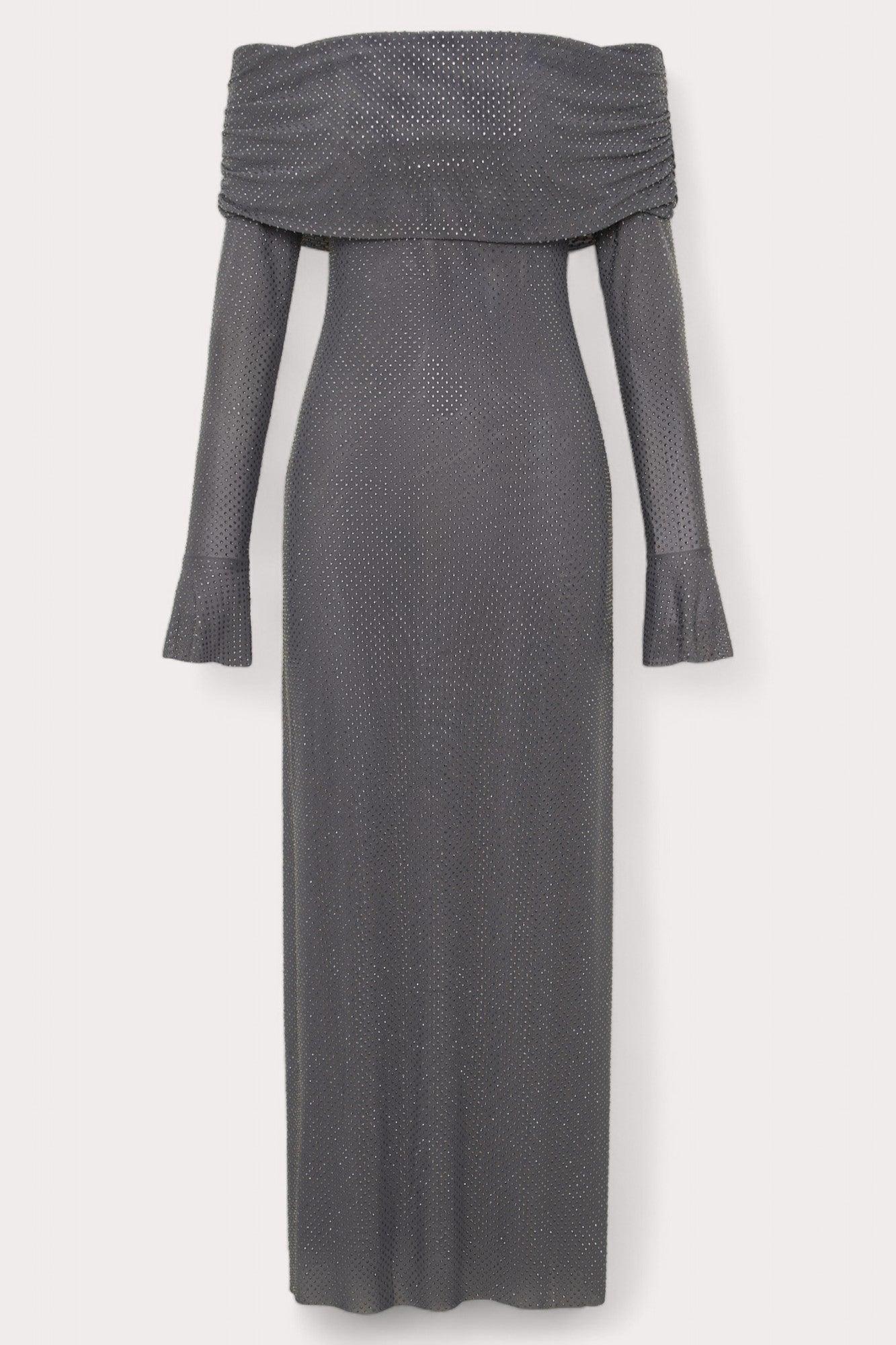 Robe longue de femme à épaules larges en polyester, festive pour le mariage