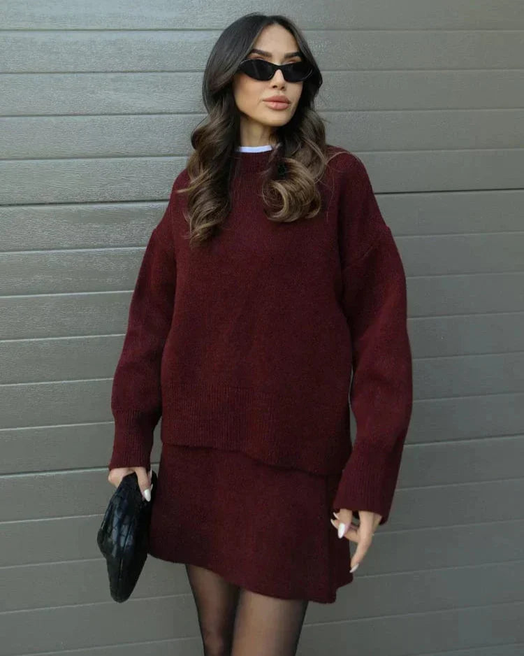 Camille | Ensemble en jersey pour femmes avec haut et jupe - ensemble élégant et confortable