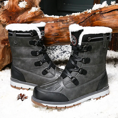 Bottes d'hiver pour hommes - Chaussures de neige doublées et chaudes avec semelle antidérapante