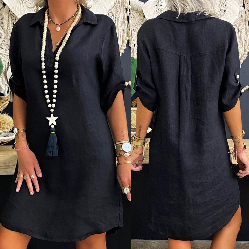 Mylah - Robe chemisier d'été en coton