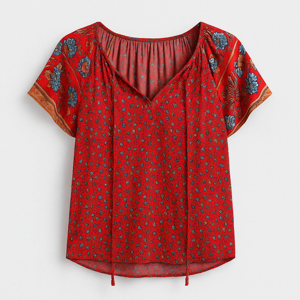 Red Boho Blouse