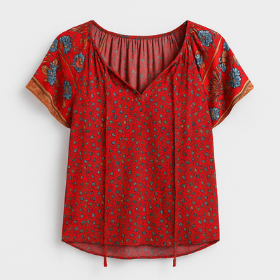 Red Boho Blouse