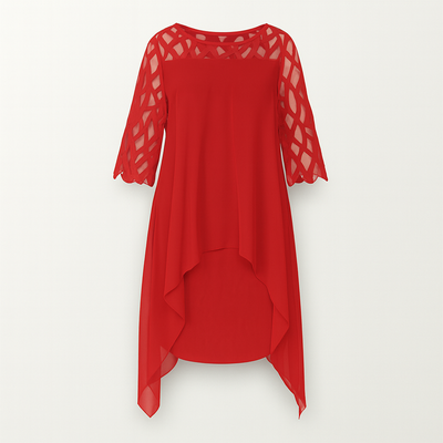 Red Flowing and Light Midi Dress