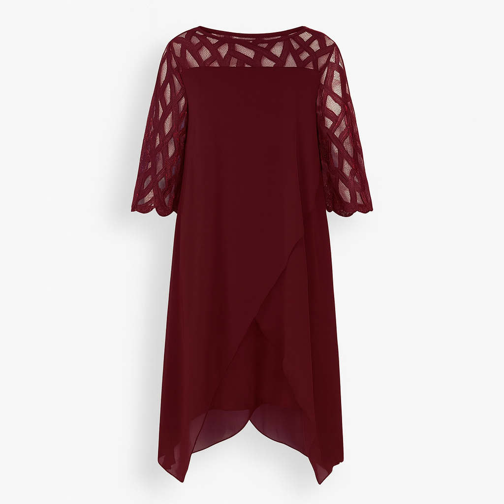 Dark Red Flowing and Light Midi Dress