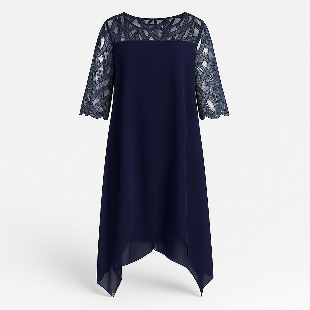 Navy Blue Flowing and Light Midi Dress