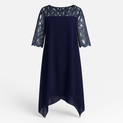 Navy Blue Flowing and Light Midi Dress