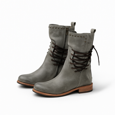 Gray Leather Boots