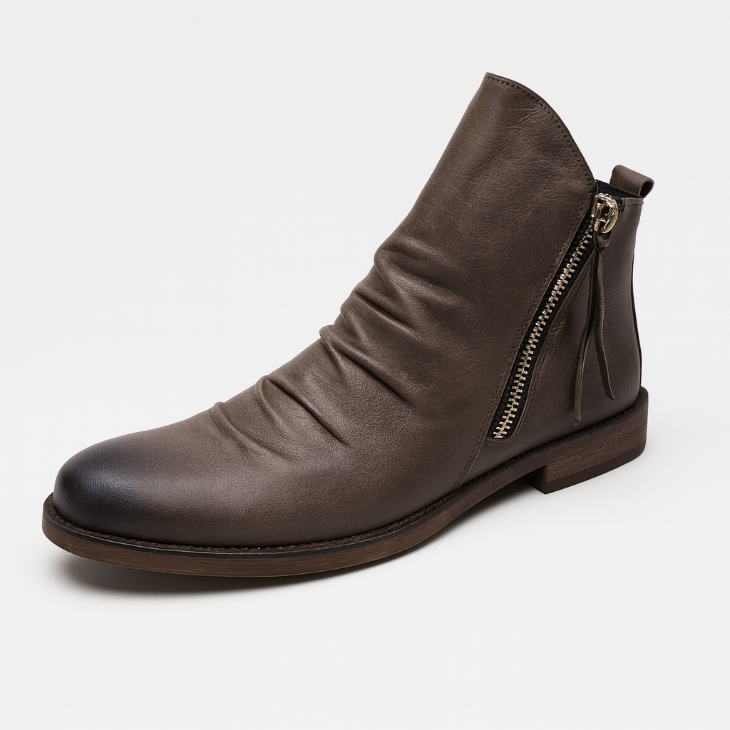 Grey Men's leather boots
