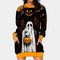 Halloween hooded dress with ghost and pumpkin printed pattern