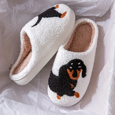 Chaussons d'hiver stylés en peluche Teckel Pour Femme | Idéal pour l'hiver