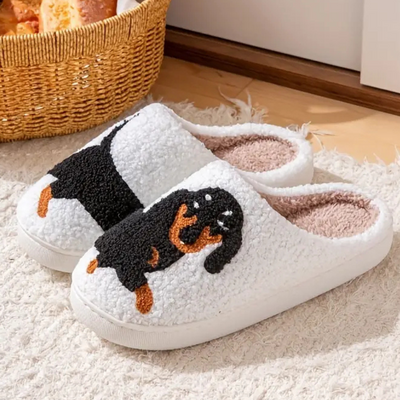 Chaussons d'hiver stylés en peluche Teckel Pour Femme | Idéal pour l'hiver