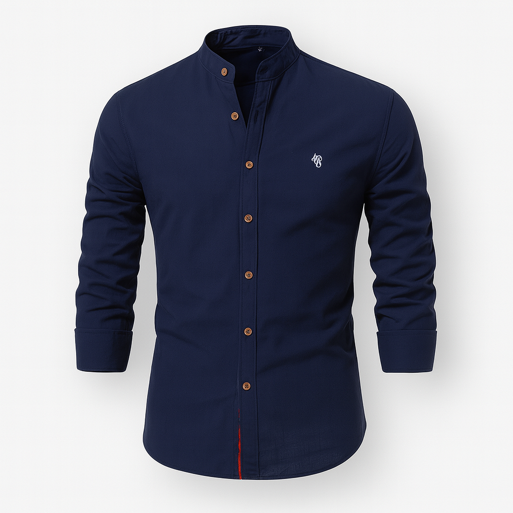 Navy Blue Men's Linen Shirt