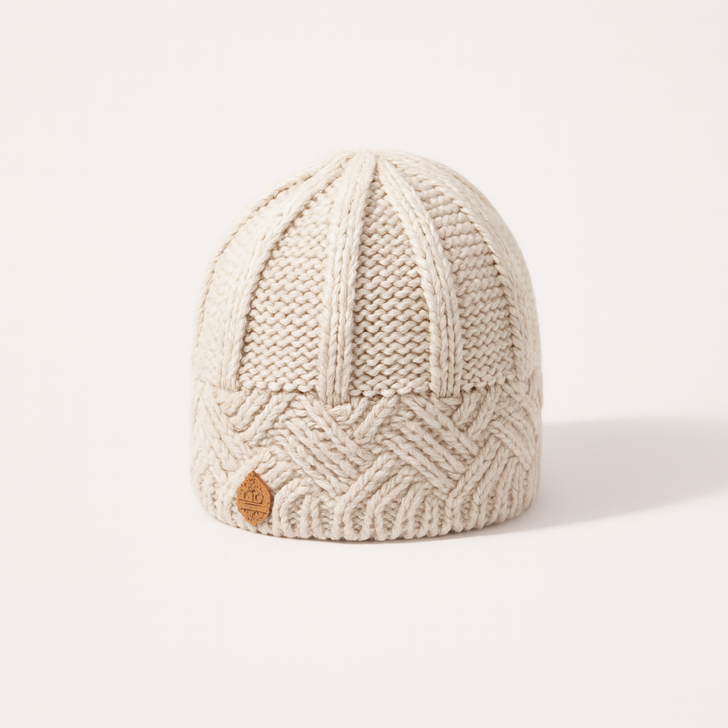 Beige knitted hat