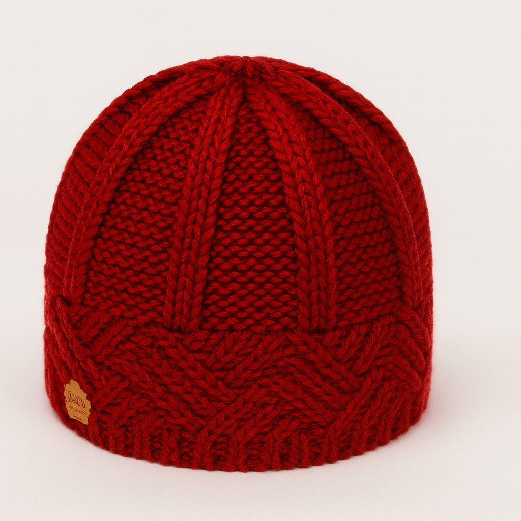 Red knitted hat