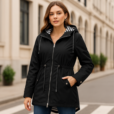 Beatrice | Parka imperméable - coupe ajustable avec doublure de capuche rayée