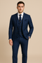 Costumes de luxe à carreaux bleu marine Slim Fit Notched