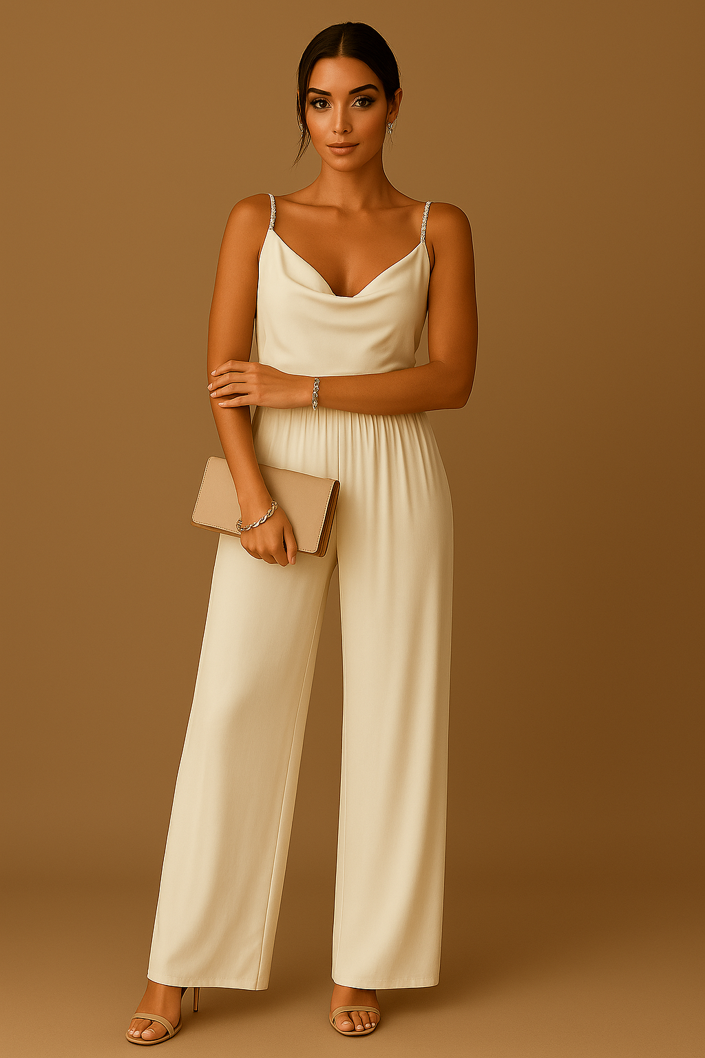 Élégante combinaison pour femmes en polyester à jambes larges pour les mariages et les festivités