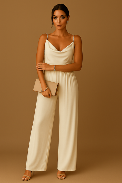 Élégante combinaison pour femmes en polyester à jambes larges pour les mariages et les festivités