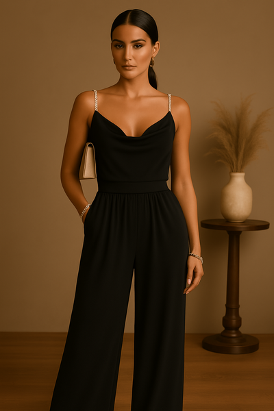 Élégante combinaison pour femmes en polyester à jambes larges pour les mariages et les festivités
