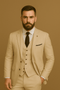 Costume homme beige 3 pièces style classique polyester - pour mariage et affaires