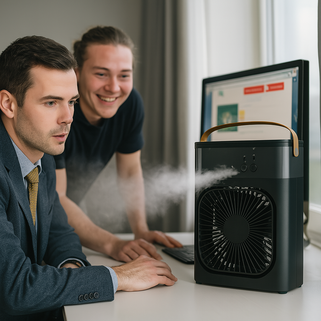 BREEZEFLOW | Rafraîchisseur d'air et humidificateur portable 3-en-1
