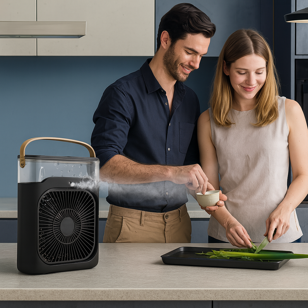 BREEZEFLOW | Rafraîchisseur d'air et humidificateur portable 3-en-1