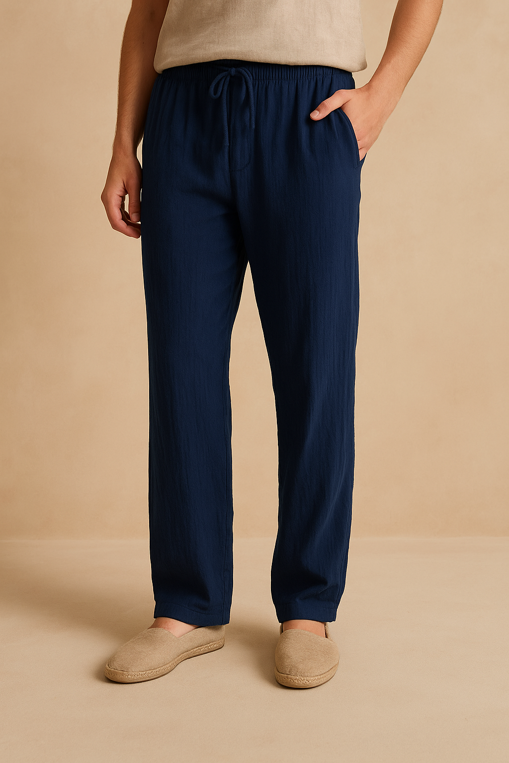 Pantalon homme coton léger coupe ample respirant pour l’été