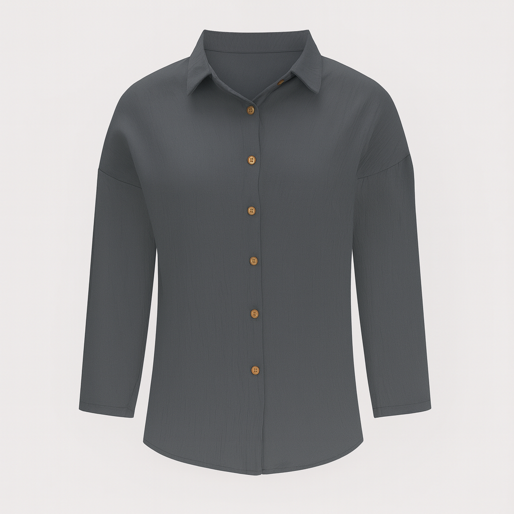 Dark Grey Long Sleeves Button Shirt