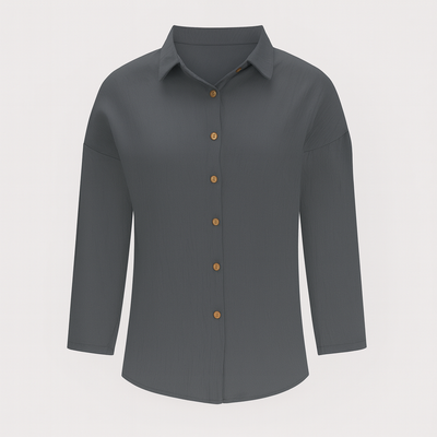 Dark Grey Long Sleeves Button Shirt